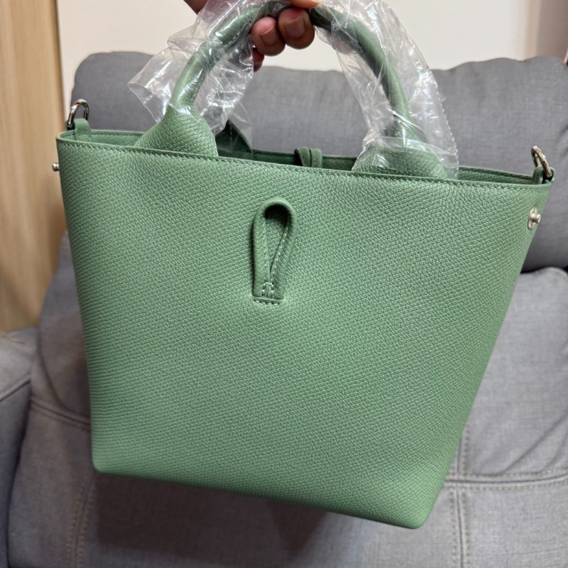 全新 Longchamp Le Roseau S 竹節扣 手提包 肩背方包 綠色-0