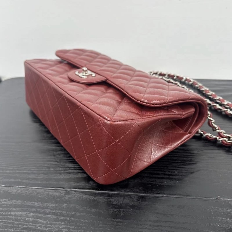 CHANEL 銀扣紅色CF大號jumbo肩背斜背包 30*19.5*10 98新配件塵袋-4