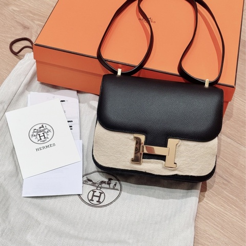 Hermes mini Constance 黑epson 玫瑰金扣