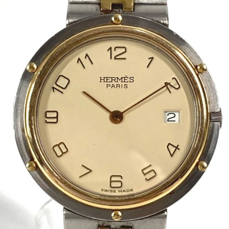 HERMES Olympia 雙色男士手錶,不銹鋼,銀色-0