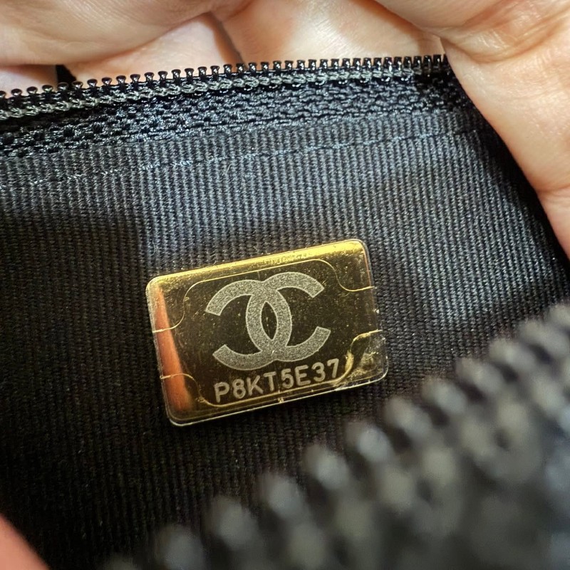 Chanel 23K 黑色毛呢金球woc芯片款-15