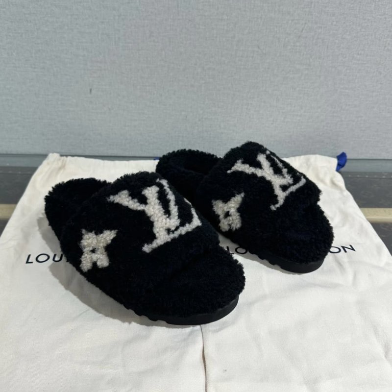 LV 黑白泰迪老花拖鞋36號 全新閒置配件盒子塵袋-4