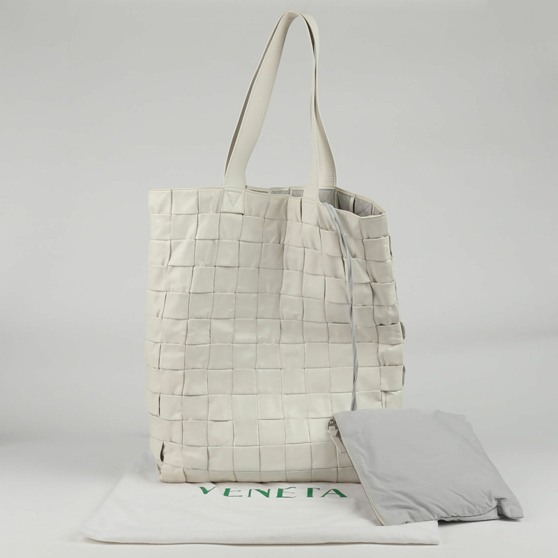 BOTTEGA VENETA 白色 Intrecciato 皮革托特包和單肩包-0
