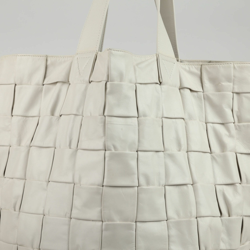 BOTTEGA VENETA 白色 Intrecciato 皮革托特包和單肩包-4