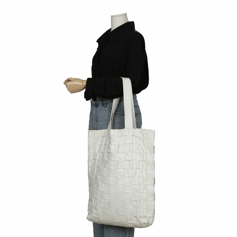 BOTTEGA VENETA 白色 Intrecciato 皮革托特包和單肩包-12