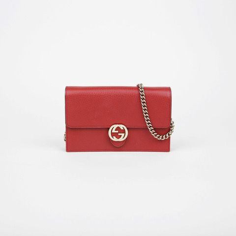 GUCCI 互扣式迷你鏈條斜背皮夾 510314