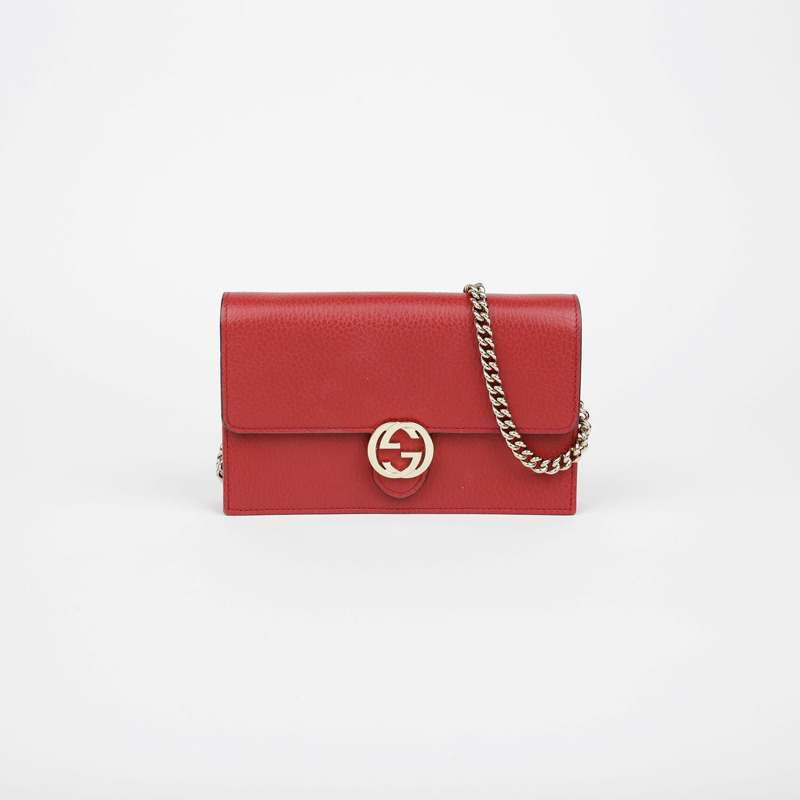 GUCCI 互扣式迷你鏈條斜背皮夾 510314-0