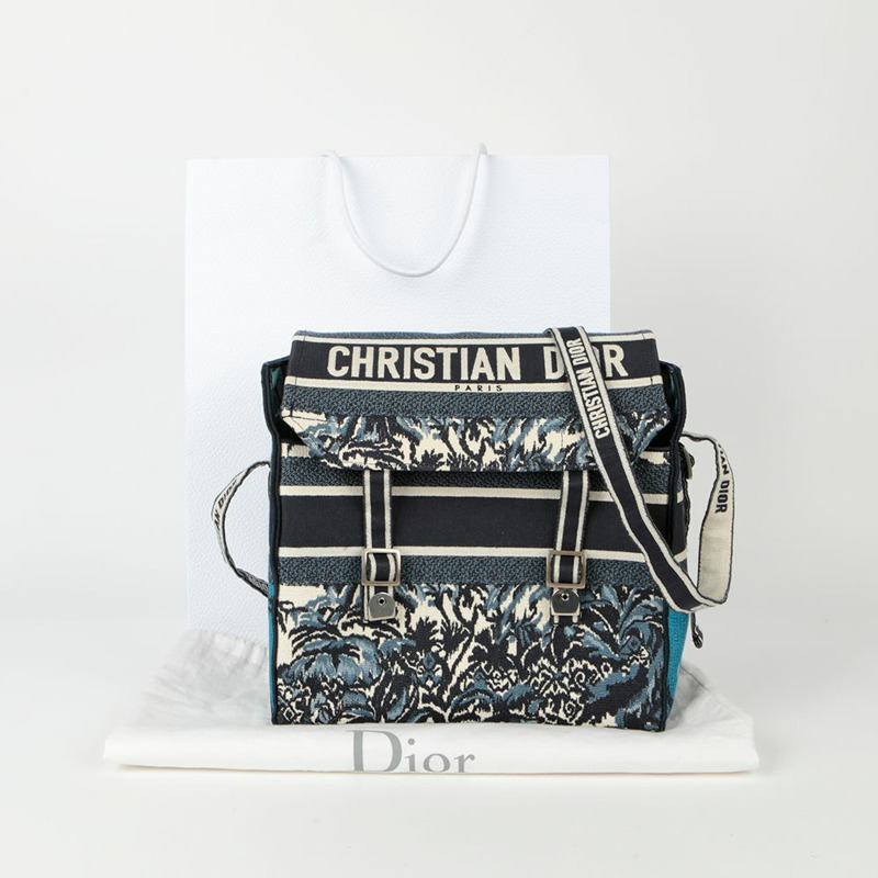 【包稅】DIOR 刺繡棕櫚樹圖案露營斜背包-0