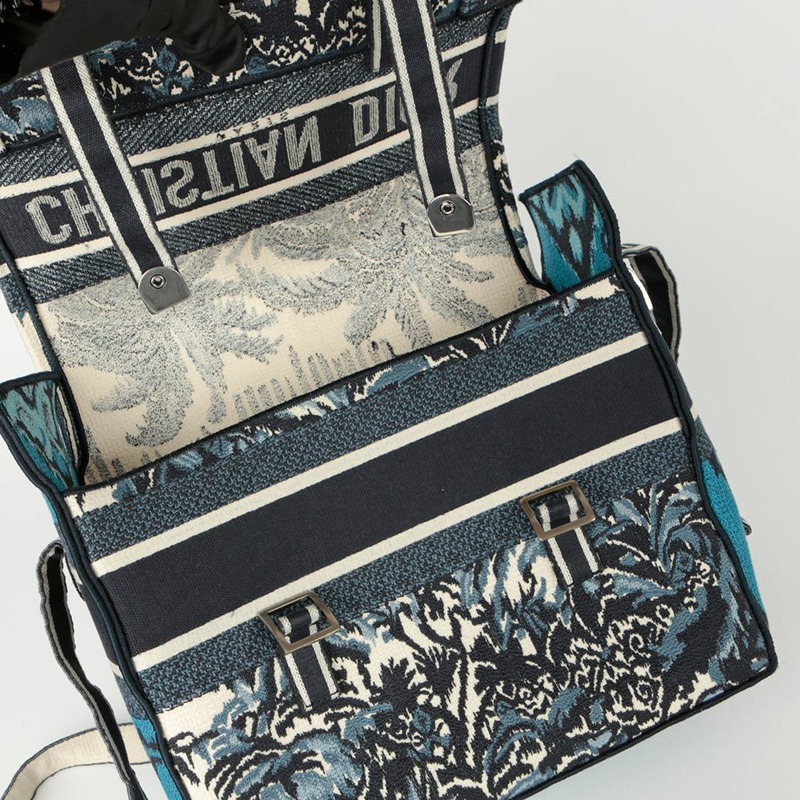 【包稅】DIOR 刺繡棕櫚樹圖案露營斜背包-9