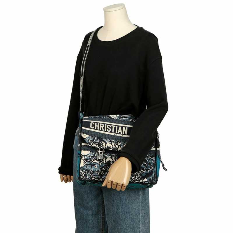 【包稅】DIOR 刺繡棕櫚樹圖案露營斜背包-11