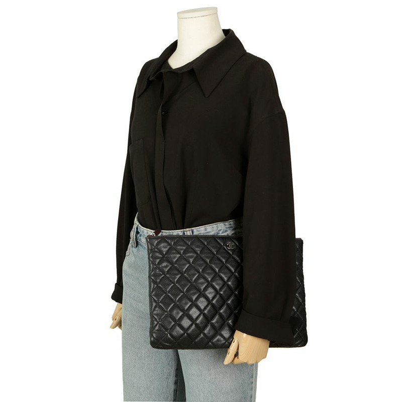 CHANEL Caviar Skin 經典大手拿包 A82552-11