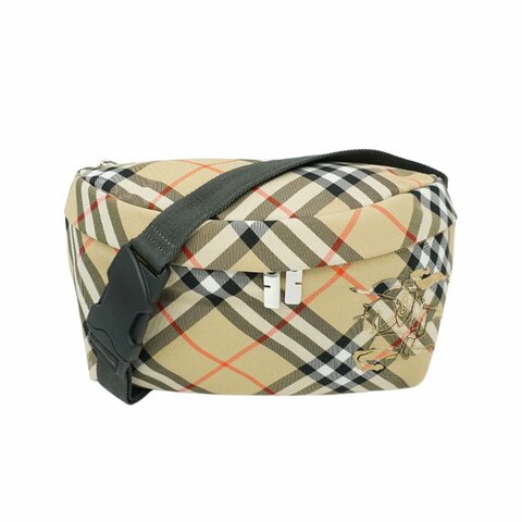 Burberry 戰馬刺繡格紋帆布腰包(8091780-卡其)