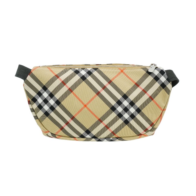 Burberry 戰馬刺繡格紋帆布腰包(8091780-卡其)-2