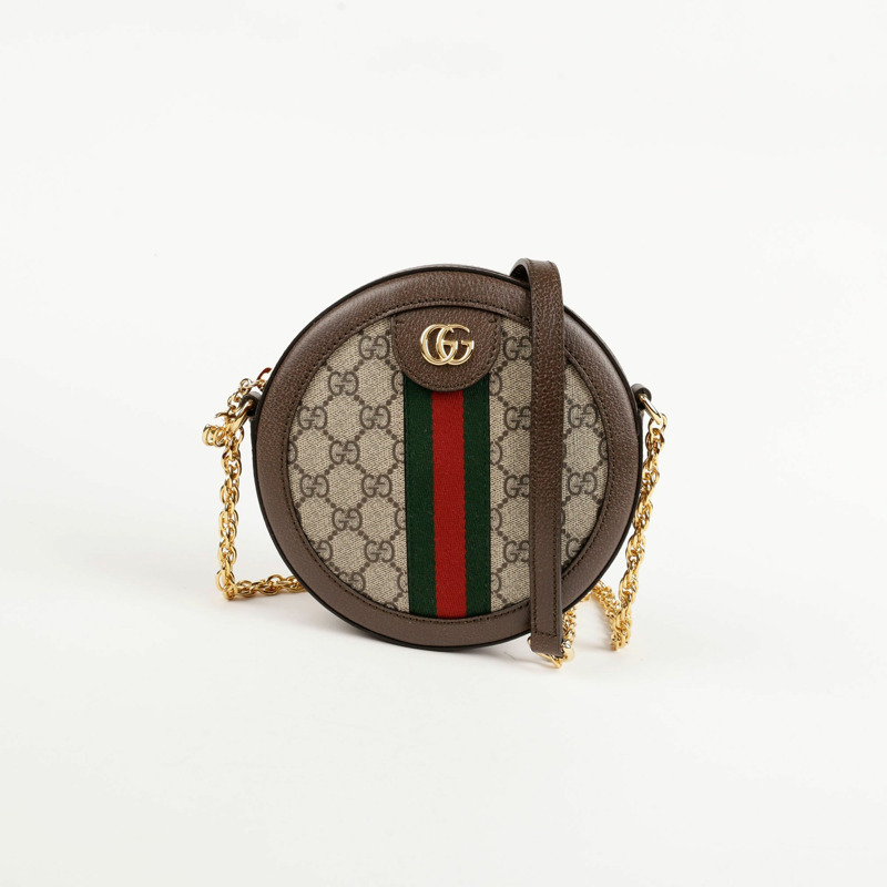 GUCCI 迷你 GG Supreme 帆布 Ophidia 圓形單肩斜背包-1