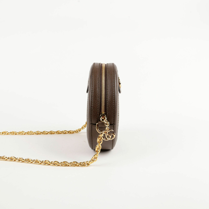 GUCCI 迷你 GG Supreme 帆布 Ophidia 圓形單肩斜背包-6