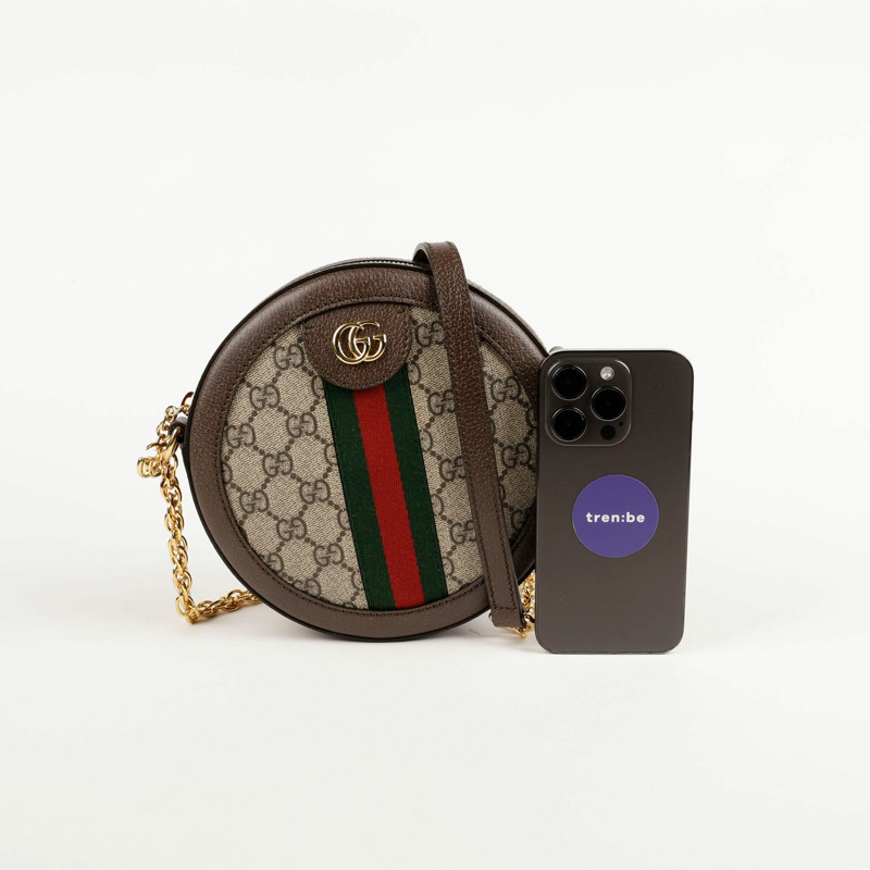 GUCCI 迷你 GG Supreme 帆布 Ophidia 圓形單肩斜背包-9