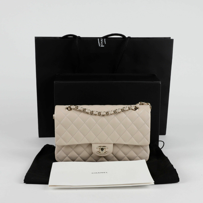 CHANEL Caviar 經典中型翻蓋單肩包 A01112-0