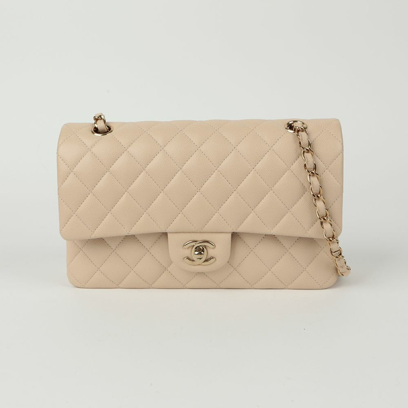 CHANEL Caviar 經典中型翻蓋單肩包 A01112-1