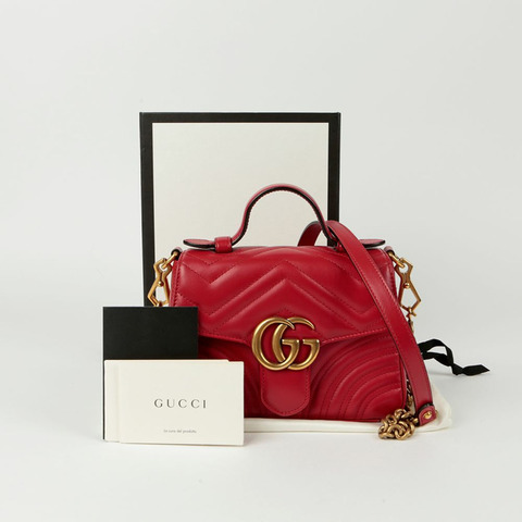 GUCCI GG Marmont 迷你頂部提把托特單肩包