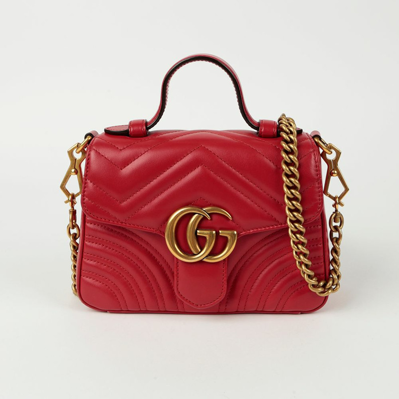 GUCCI GG Marmont 迷你頂部提把托特單肩包-1