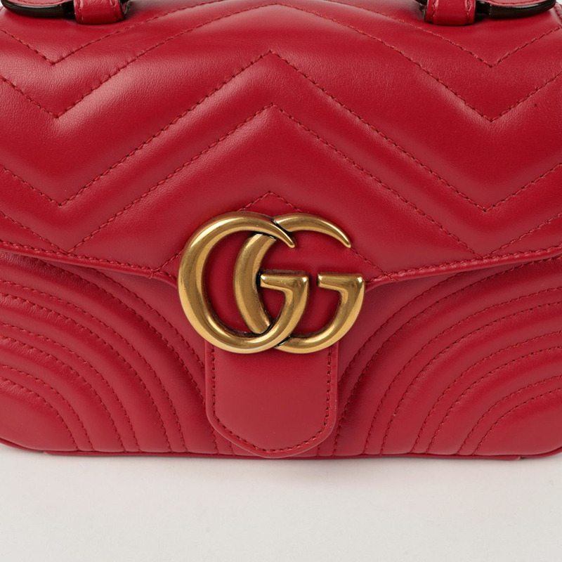 GUCCI GG Marmont 迷你頂部提把托特單肩包-2