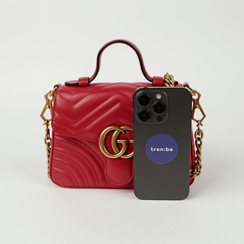 GUCCI GG Marmont 迷你頂部提把托特單肩包-10