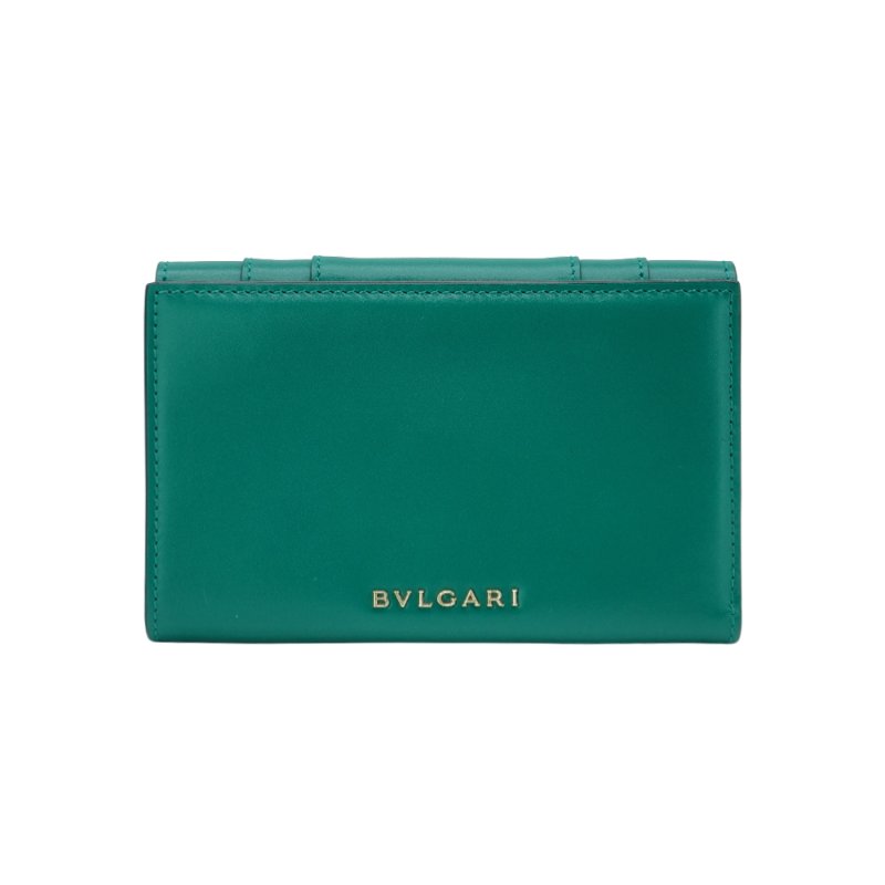 Bvlgari 展示品 蛇頭雙面釦式中夾(綠)-2