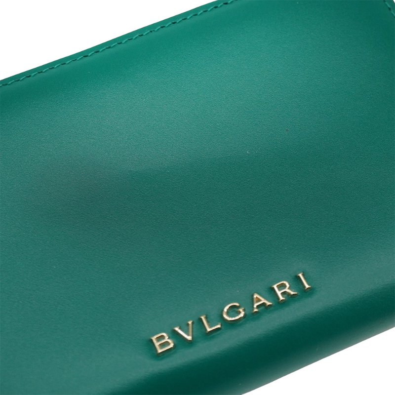 Bvlgari 展示品 蛇頭雙面釦式中夾(綠)-6