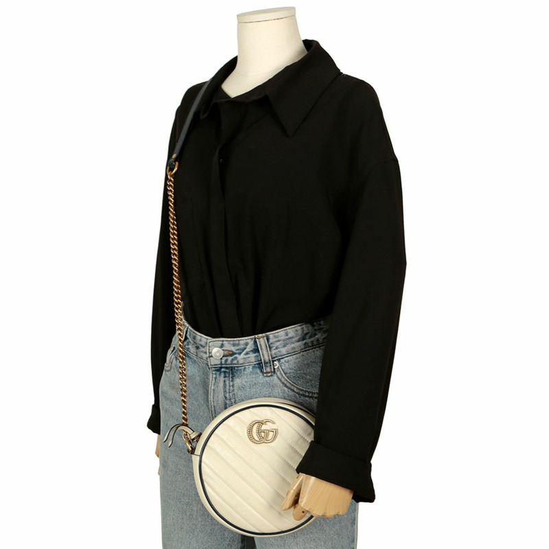 GUCCI Marmont 迷你圓形肩斜背包 550154-11