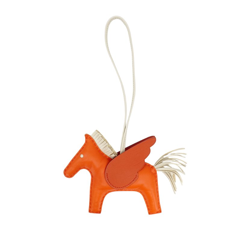 Hermes  Rodeo MM Charm 飛馬吊飾(橘/米白)-0