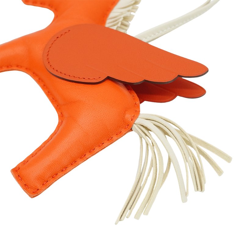 Hermes  Rodeo MM Charm 飛馬吊飾(橘/米白)-2