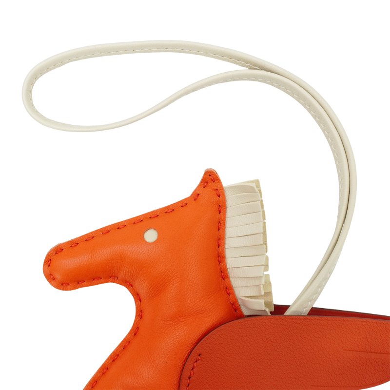 Hermes  Rodeo MM Charm 飛馬吊飾(橘/米白)-3