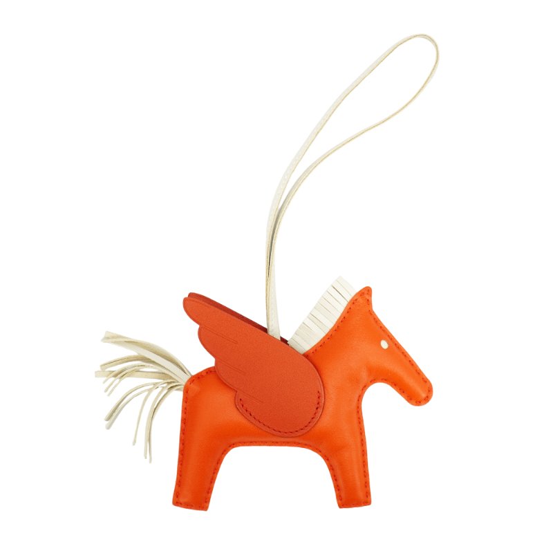 Hermes  Rodeo MM Charm 飛馬吊飾(橘/米白)-4