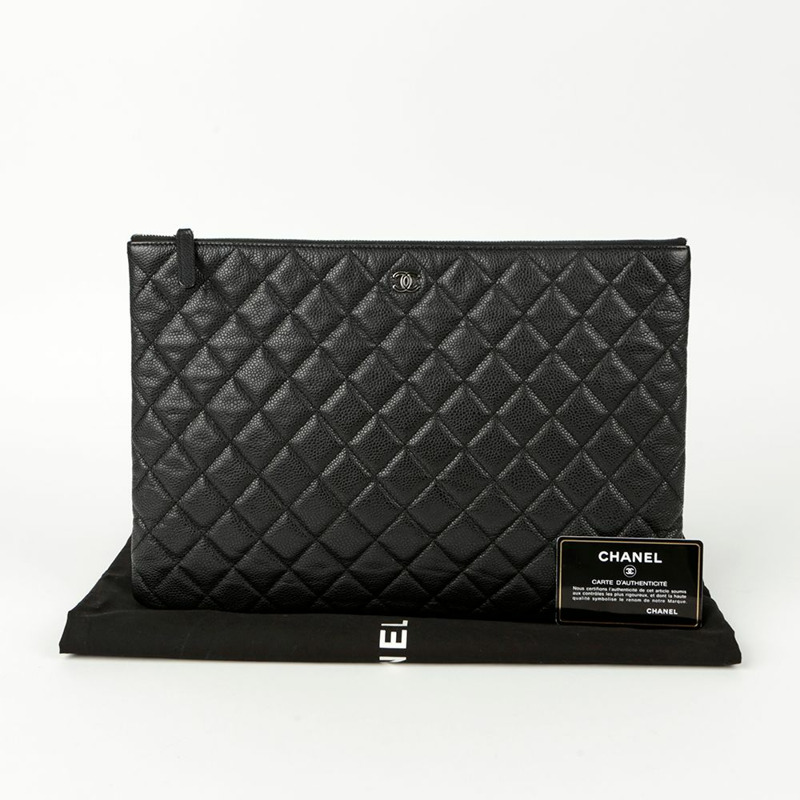 CHANEL Caviar Skin CC Logo 大號手包-0