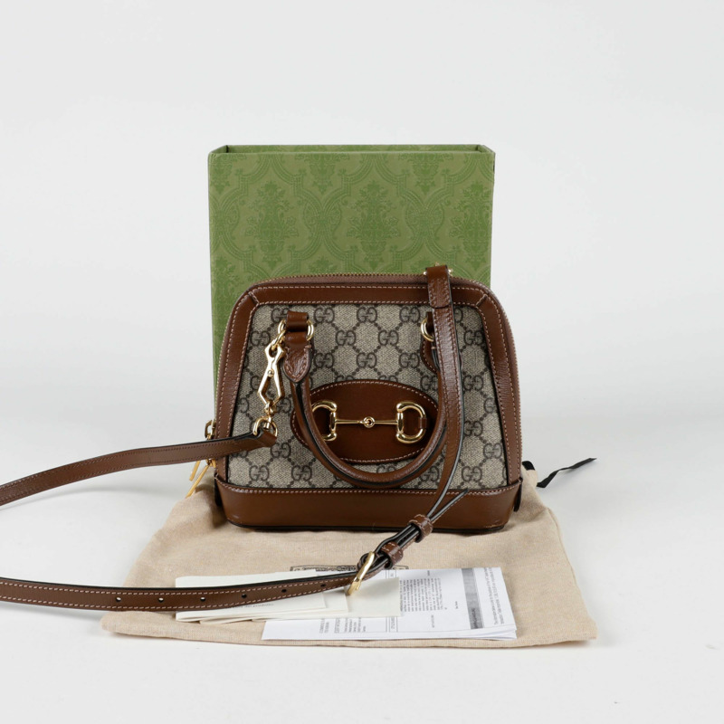 GUCCI Horsebit 1955 迷你頂部提把托特包和單肩包-0