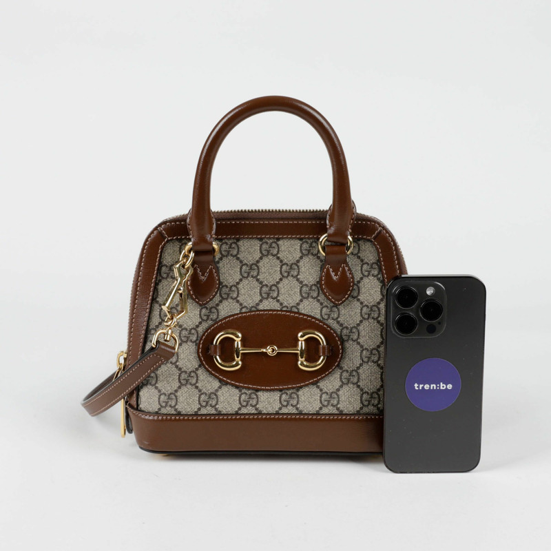 GUCCI Horsebit 1955 迷你頂部提把托特包和單肩包-8
