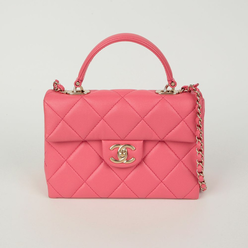 CHANEL Caviar Skin CC Logo 頂部提把托特單肩包-1