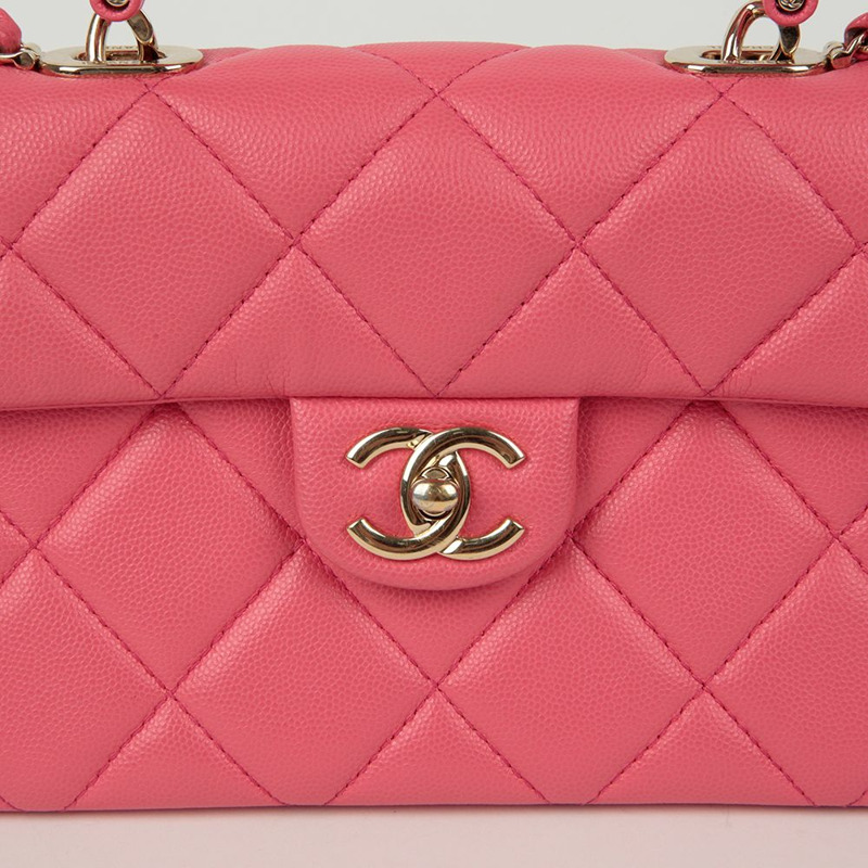 CHANEL Caviar Skin CC Logo 頂部提把托特單肩包-2