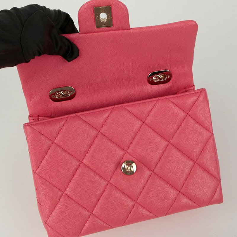 CHANEL Caviar Skin CC Logo 頂部提把托特單肩包-9