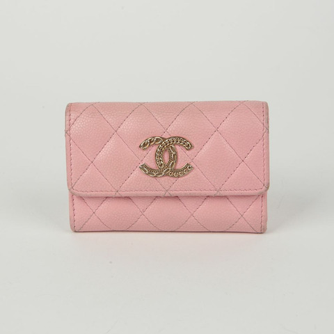 CHANEL Caviar Skin CC 標誌卡包錢包