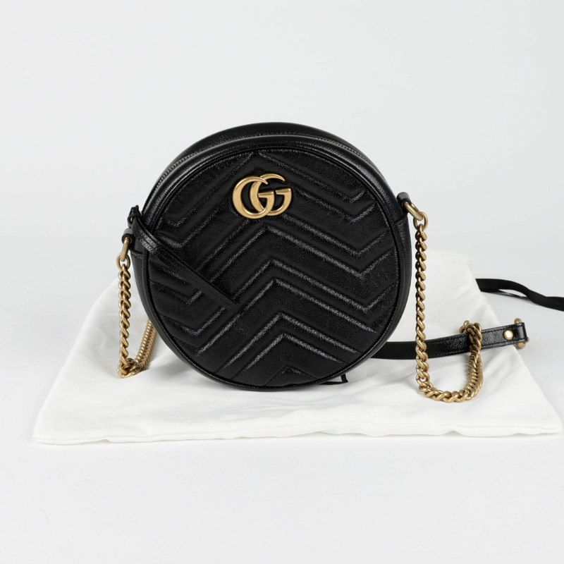 【包稅】GUCCI 550154 GG Marmont 迷你圓形肩斜背包-0