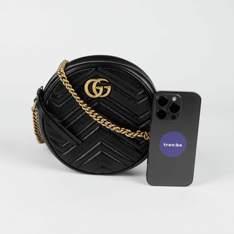 【包稅】GUCCI 550154 GG Marmont 迷你圓形肩斜背包-5