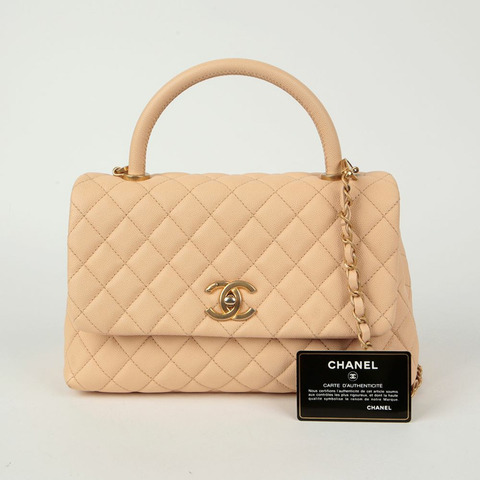 CHANEL Caviar Skin Coco Handle 中型托特單肩包 A92991