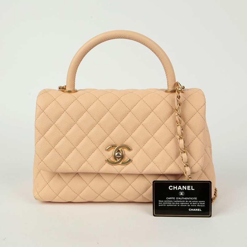 CHANEL Caviar Skin Coco Handle 中型托特單肩包 A92991-0