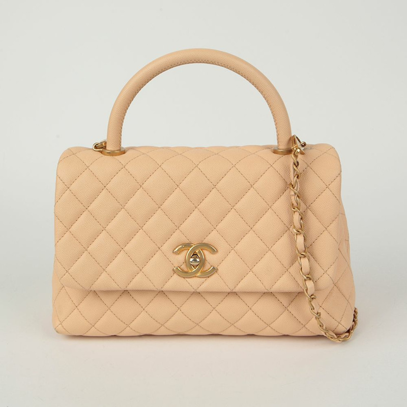 CHANEL Caviar Skin Coco Handle 中型托特單肩包 A92991-1