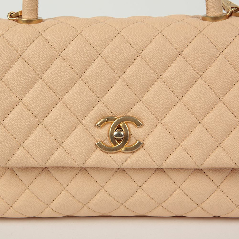CHANEL Caviar Skin Coco Handle 中型托特單肩包 A92991-2