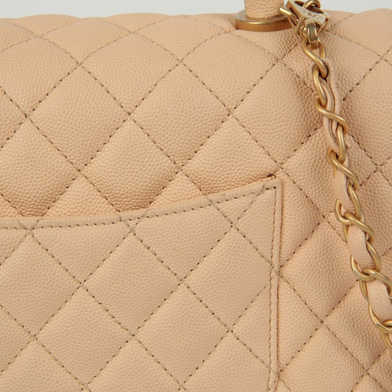 CHANEL Caviar Skin Coco Handle 中型托特單肩包 A92991-4