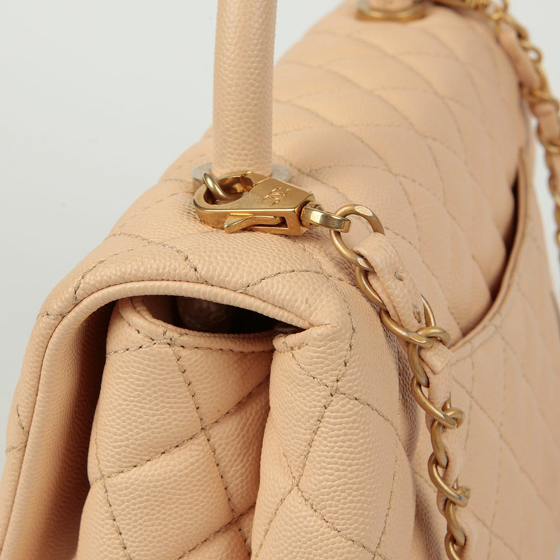 CHANEL Caviar Skin Coco Handle 中型托特單肩包 A92991-6