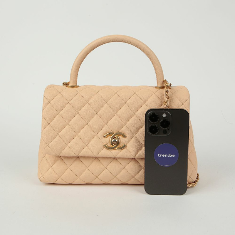 CHANEL Caviar Skin Coco Handle 中型托特單肩包 A92991-12