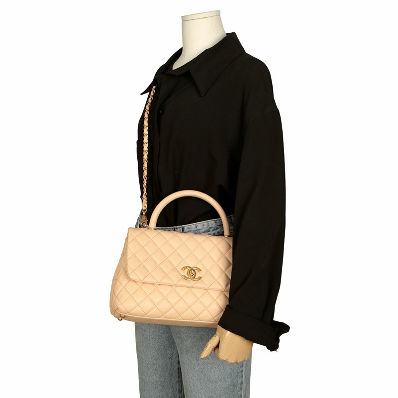 CHANEL Caviar Skin Coco Handle 中型托特單肩包 A92991-15